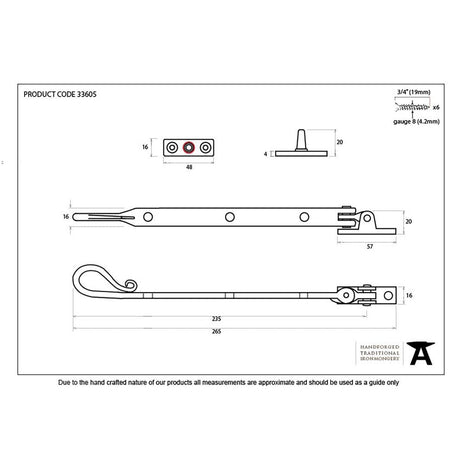 This is an image showing From The Anvil - Pewter 8" Shepherd's Crook Stay available from T.H Wiggans Architectural Ironmongery in Kendal, quick delivery and discounted prices