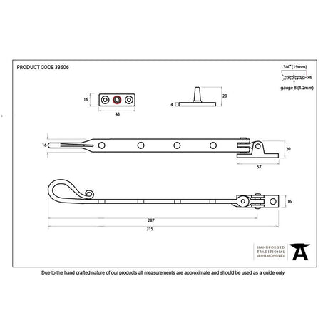 This is an image showing From The Anvil - Pewter 10" Shepherd's Crook Stay available from T.H Wiggans Architectural Ironmongery in Kendal, quick delivery and discounted prices