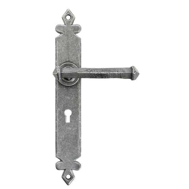 This is an image of From The Anvil - Pewter Tudor Lever Lock Set available to order from T.H Wiggans Architectural Ironmongery in Kendal, quick delivery and discounted prices.