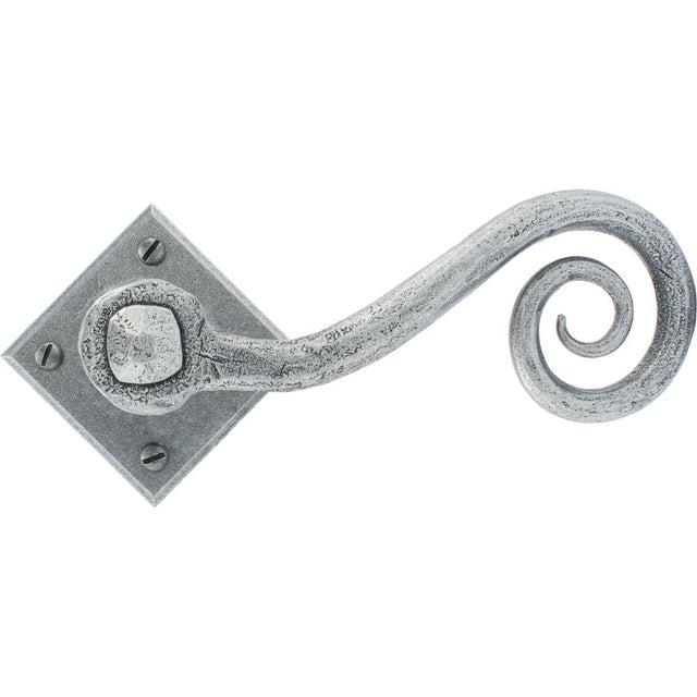 This is an image of From The Anvil - Pewter Monkeytail Lever on Rose Set (Diamond) available to order from T.H Wiggans Architectural Ironmongery in Kendal, quick delivery and discounted prices.