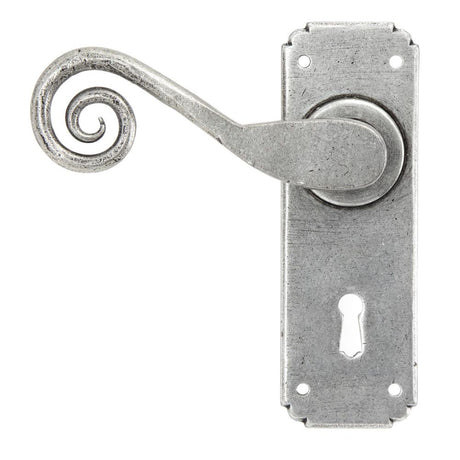 This is an image showing From The Anvil - Pewter Monkeytail Lever Lock Set available from trade door handles, quick delivery and discounted prices