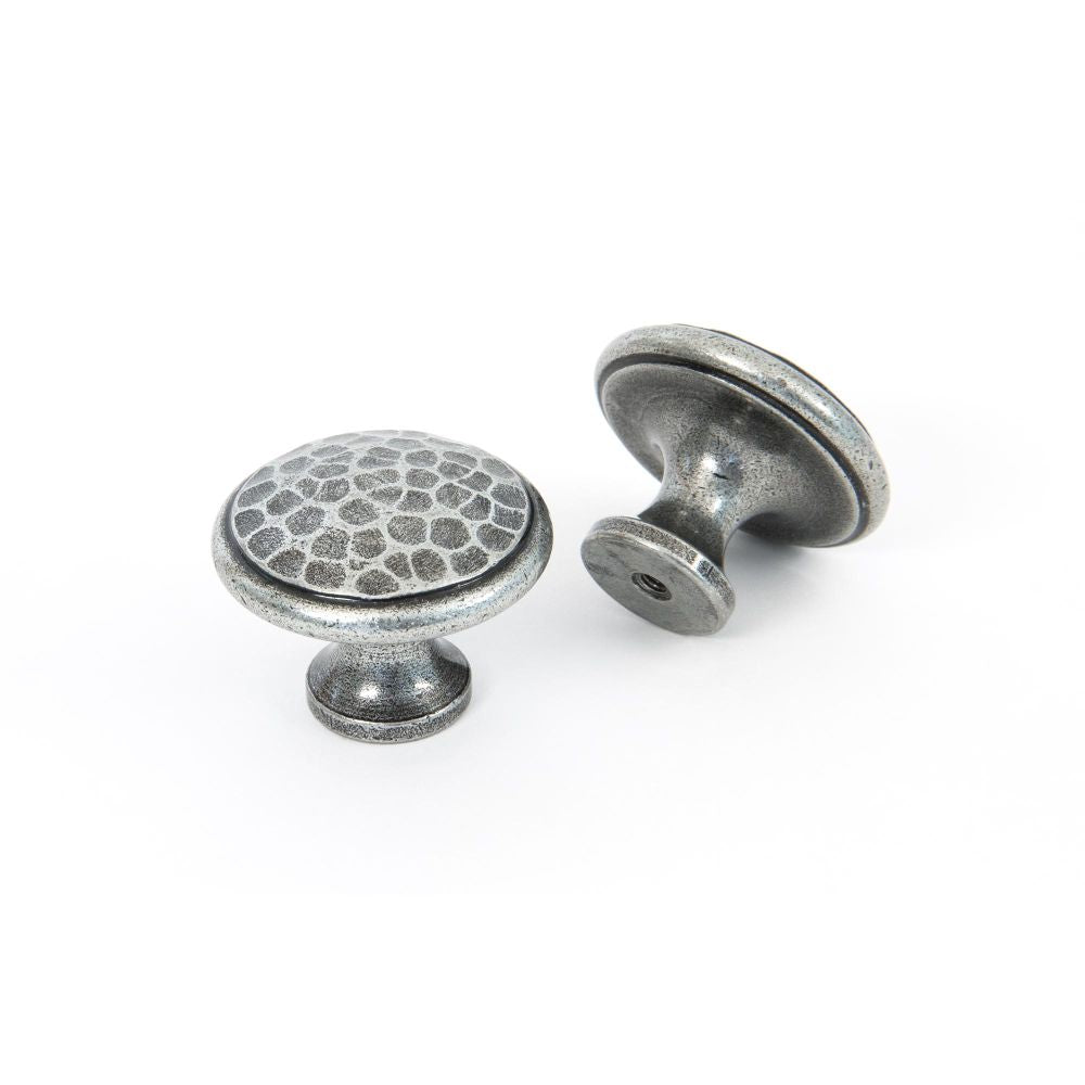 This is an image showing From The Anvil - Pewter Hammered Cabinet Knob - Large available from T.H Wiggans Architectural Ironmongery in Kendal, quick delivery and discounted prices