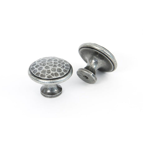 This is an image showing From The Anvil - Pewter Hammered Cabinet Knob - Large available from T.H Wiggans Architectural Ironmongery in Kendal, quick delivery and discounted prices