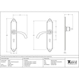 This is an image showing From The Anvil - Pewter Gothic Curved Sprung Lever Lock Set available from trade door handles, quick delivery and discounted prices