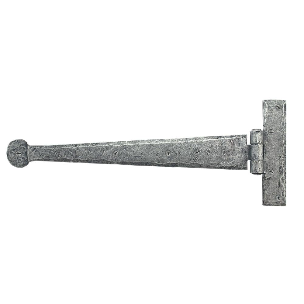 This is an image showing From The Anvil - Pewter 12" Penny End T Hinge (pair) available from T.H Wiggans Architectural Ironmongery in Kendal, quick delivery and discounted prices