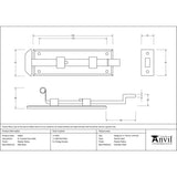 This is an image showing From The Anvil - Pewter 6" Cranked Door Bolt available from trade door handles, quick delivery and discounted prices