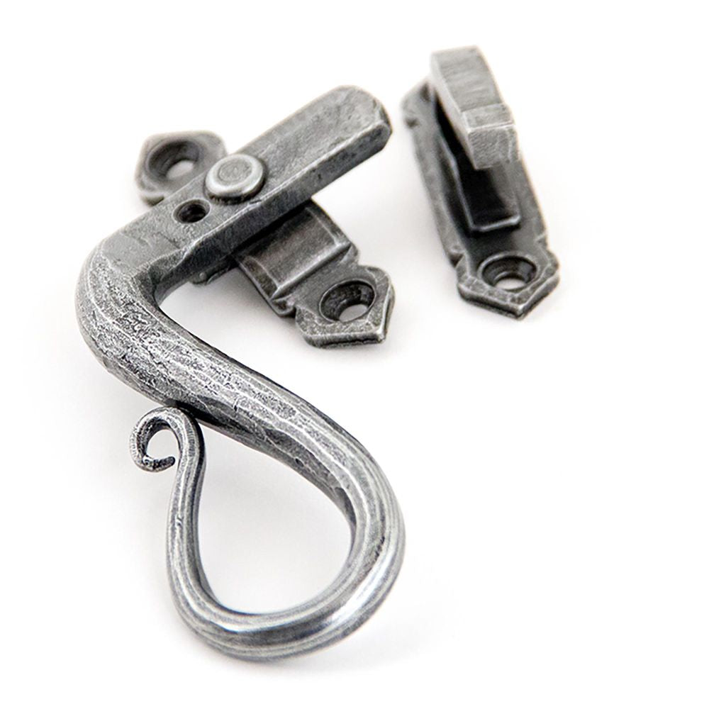 This is an image showing From The Anvil - Pewter Locking Shepherd's Crook Fastener - LH available from T.H Wiggans Architectural Ironmongery in Kendal, quick delivery and discounted prices