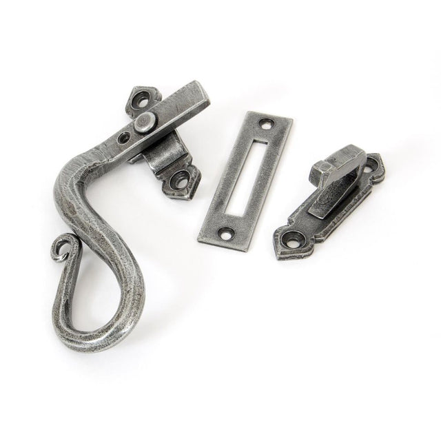 This is an image showing From The Anvil - Pewter Locking Shepherd's Crook Fastener - LH available from T.H Wiggans Architectural Ironmongery in Kendal, quick delivery and discounted prices