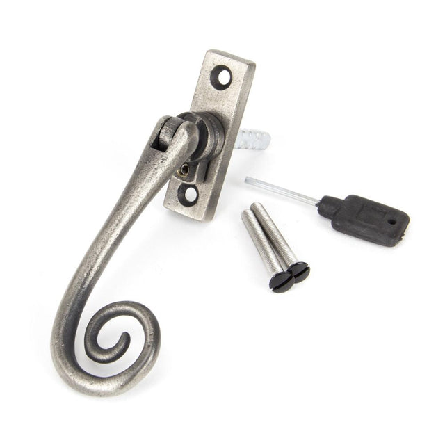 This is an image showing From The Anvil - Antique Pewter Slim Monkeytail Espag - RH available from T.H Wiggans Architectural Ironmongery in Kendal, quick delivery and discounted prices