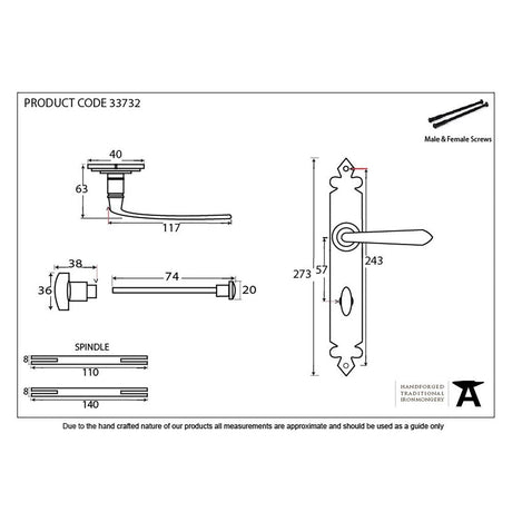 This is an image showing From The Anvil - Pewter Cromwell Lever Bathroom Set available from trade door handles, quick delivery and discounted prices