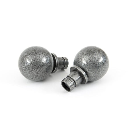 This is an image showing From The Anvil - Pewter Ball Curtain Finial (pair) available from T.H Wiggans Architectural Ironmongery in Kendal, quick delivery and discounted prices