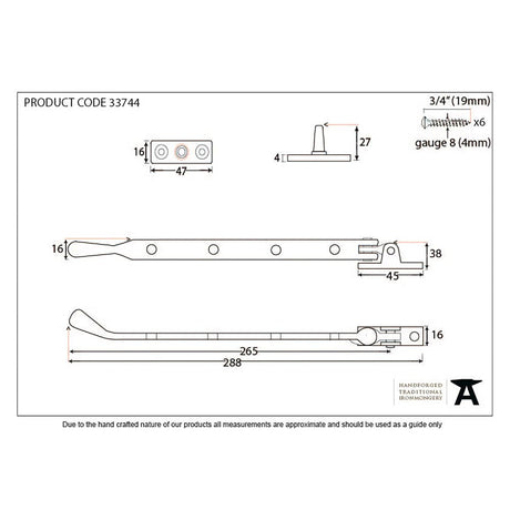 This is an image showing From The Anvil - Black 10" Cast Peardrop Stay available from T.H Wiggans Architectural Ironmongery in Kendal, quick delivery and discounted prices