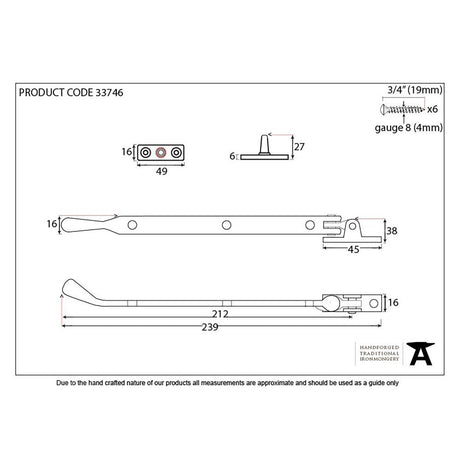 This is an image showing From The Anvil - Antique Pewter 8" Peardrop Stay available from T.H Wiggans Architectural Ironmongery in Kendal, quick delivery and discounted prices