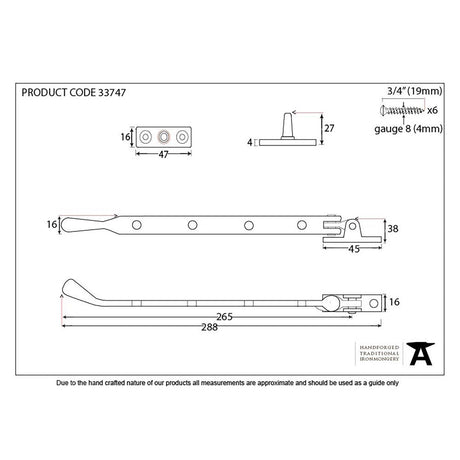 This is an image showing From The Anvil - Antique Pewter 10" Peardrop Stay available from T.H Wiggans Architectural Ironmongery in Kendal, quick delivery and discounted prices