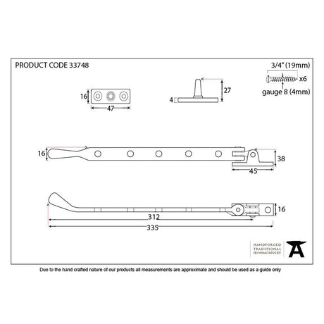 This is an image showing From The Anvil - Antique Pewter 12" Peardrop Stay available from T.H Wiggans Architectural Ironmongery in Kendal, quick delivery and discounted prices