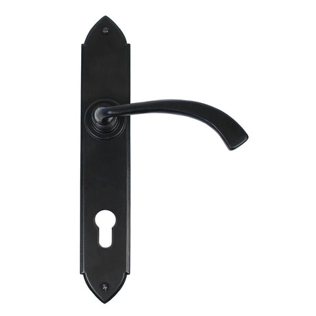 This is an image of From The Anvil - Black Gothic Curved Lever Espag. Lock Set available to order from T.H Wiggans Architectural Ironmongery in Kendal, quick delivery and discounted prices.