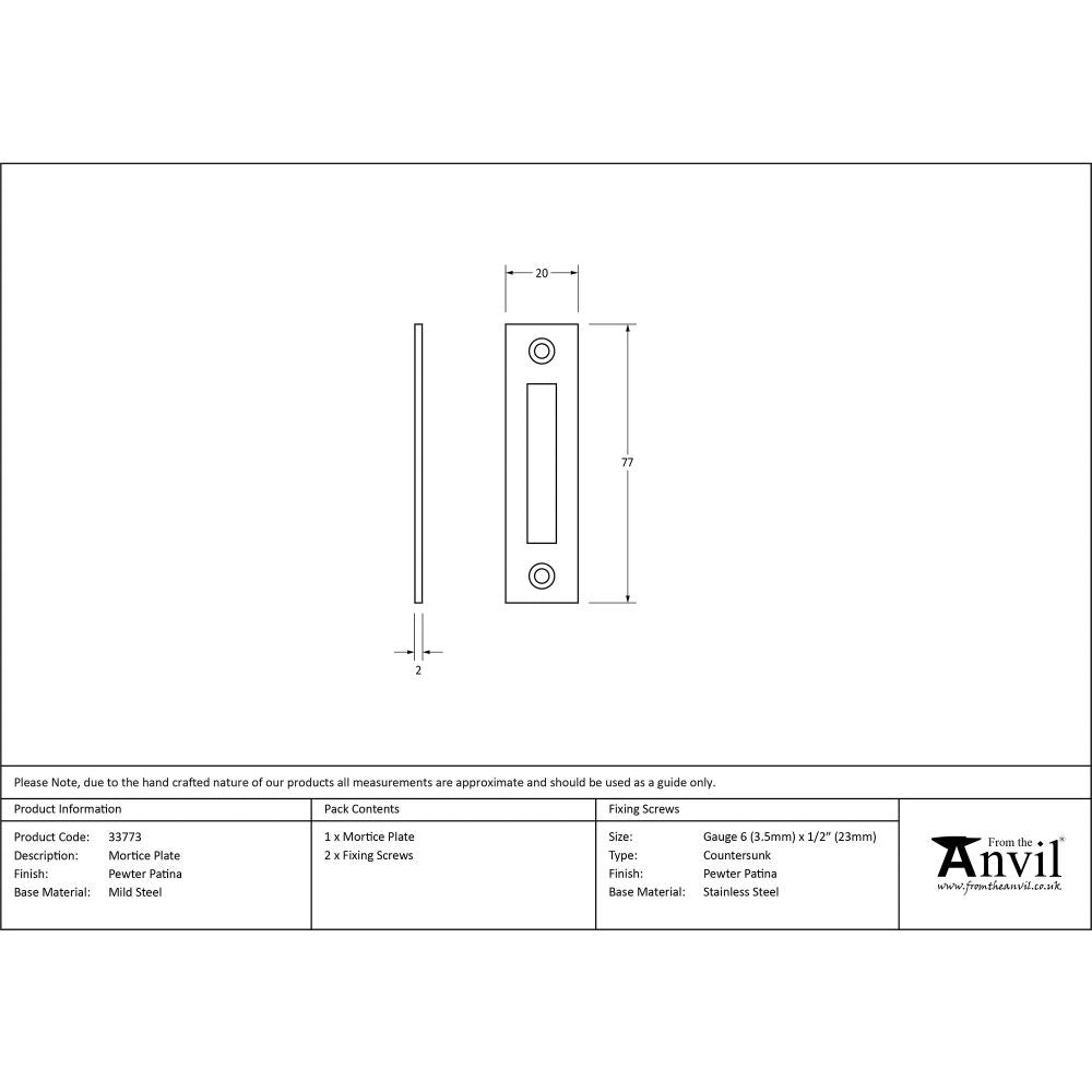 This is an image showing From The Anvil - Pewter Mortice Plate available from trade door handles, quick delivery and discounted prices