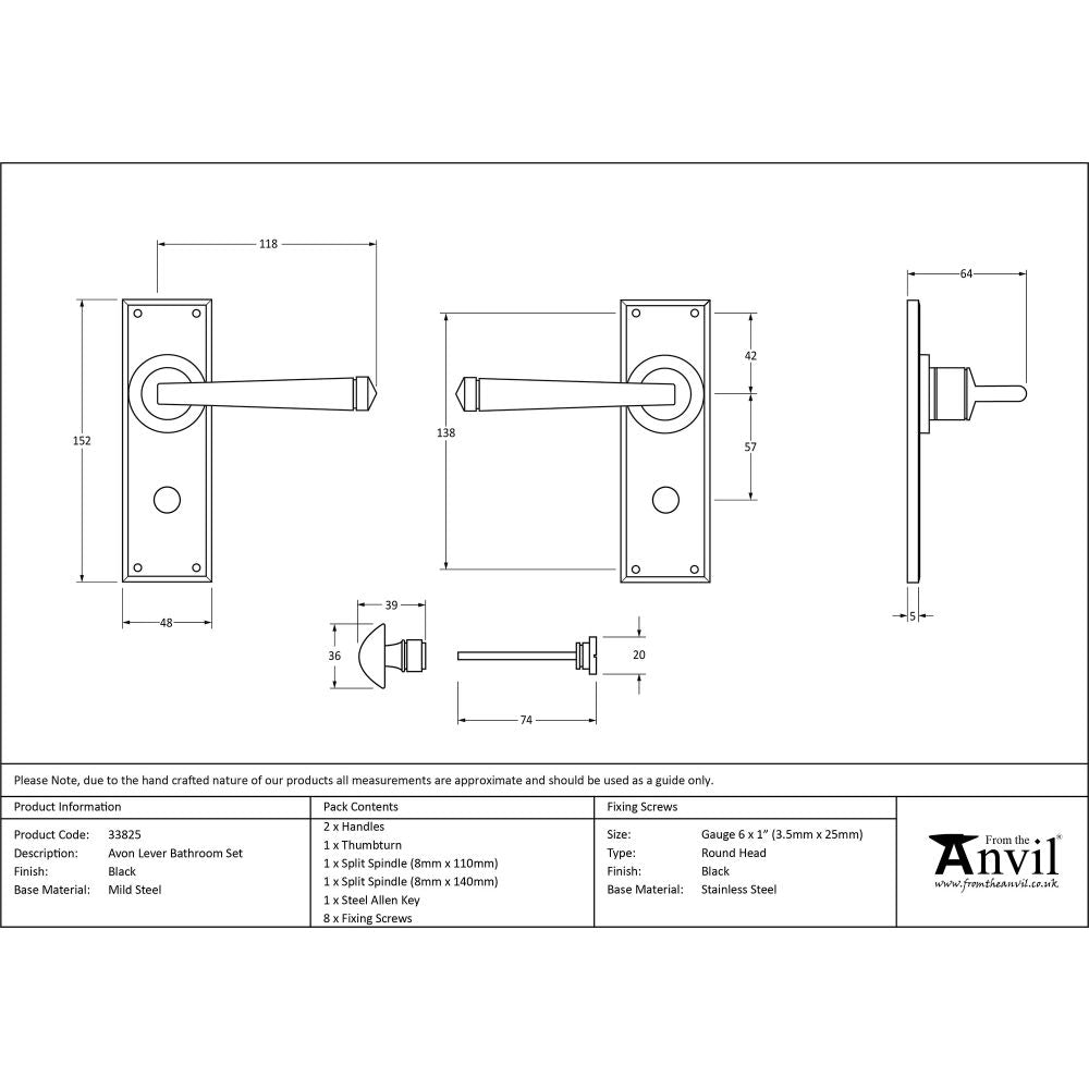 This is an image showing From The Anvil - Black Avon Lever Bathroom Set available from trade door handles, quick delivery and discounted prices