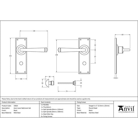 This is an image showing From The Anvil - Black Avon Lever Bathroom Set available from trade door handles, quick delivery and discounted prices