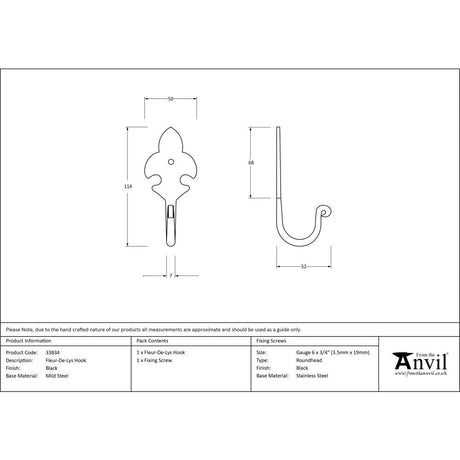 This is an image showing From The Anvil - Black Fleur-De-Lys Coat Hook available from trade door handles, quick delivery and discounted prices