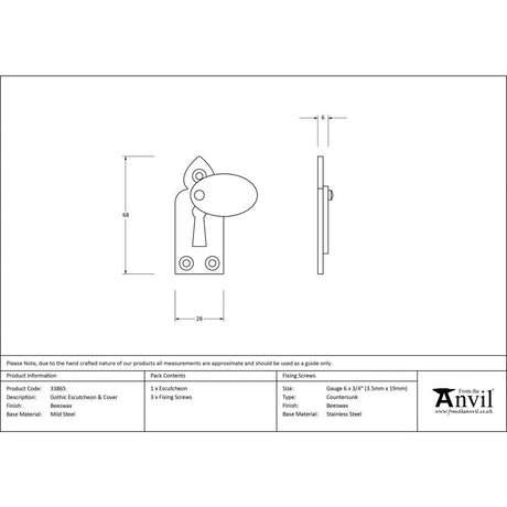 This is an image showing From The Anvil - Beeswax Gothic Escutcheon & Cover available from trade door handles, quick delivery and discounted prices