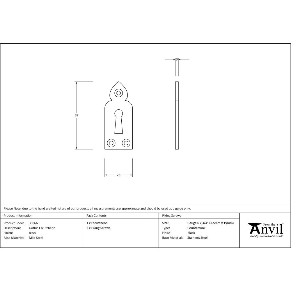 This is an image showing From The Anvil - Black Gothic Escutcheon available from trade door handles, quick delivery and discounted prices