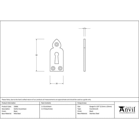 This is an image showing From The Anvil - Black Gothic Escutcheon available from trade door handles, quick delivery and discounted prices