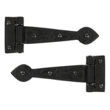 This is an image showing From The Anvil - Black Textured 6" Cast T Hinge (pair) available from T.H Wiggans Architectural Ironmongery, quick delivery and discounted prices