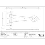 This is an image showing From The Anvil - Black Textured 10 1/2" Cast T Hinge (pair) available from T.H Wiggans Architectural Ironmongery, quick delivery and discounted prices