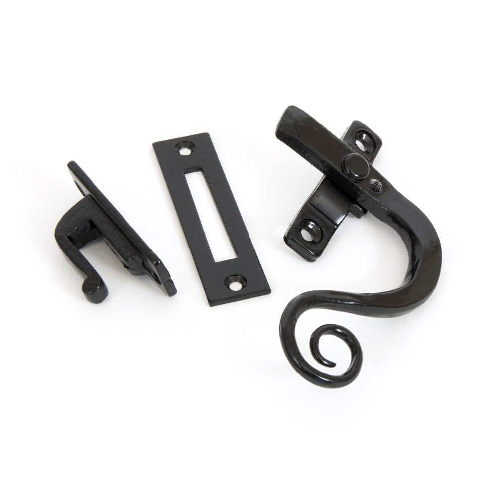 This is an image showing From The Anvil - Black Locking Monkeytail Fastener - RH available from T.H Wiggans Architectural Ironmongery in Kendal, quick delivery and discounted prices