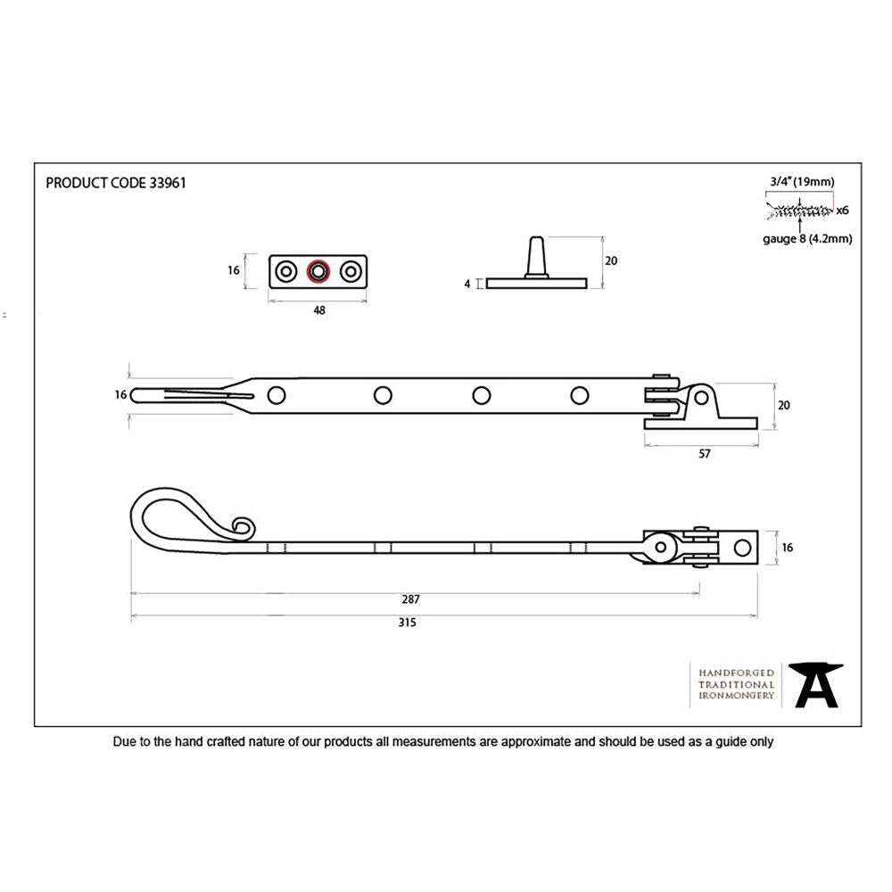 This is an image showing From The Anvil - Black 10" Shepherd's Crook Stay available from T.H Wiggans Architectural Ironmongery in Kendal, quick delivery and discounted prices