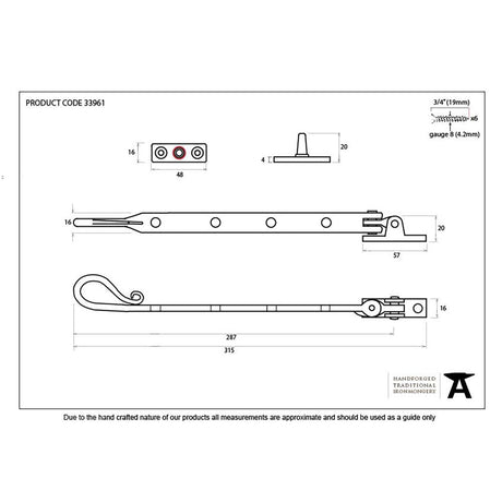 This is an image showing From The Anvil - Black 10" Shepherd's Crook Stay available from T.H Wiggans Architectural Ironmongery in Kendal, quick delivery and discounted prices