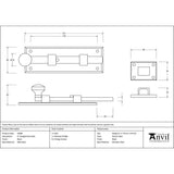 This is an image showing From The Anvil - Black 6" Straight Knob Bolt available from trade door handles, quick delivery and discounted prices