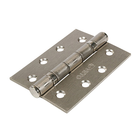 This is an image showing TIMCO  Twin Ball Bearing Hinges - Steel - Satin Nickel - 102 x 76 - 2 Pieces Box available from T.H Wiggans Ironmongery in Kendal, quick delivery at discounted prices.