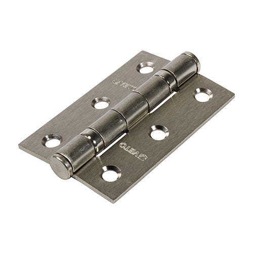 This is an image showing TIMCO  Twin Ball Bearing Hinges - Steel - Satin Nickel - 76 x 51 - 2 Pieces Box available from T.H Wiggans Ironmongery in Kendal, quick delivery at discounted prices.