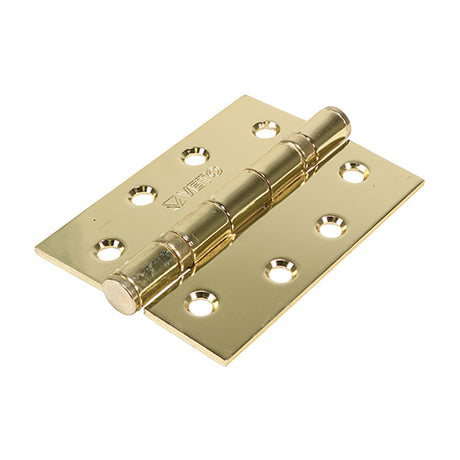 This is an image showing TIMCO  Twin Ball Bearing Hinges - Steel - Electro Brass - 102 x 76 - 2 Pieces Box available from T.H Wiggans Ironmongery in Kendal, quick delivery at discounted prices.