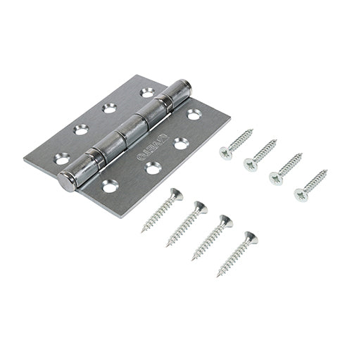 This is an image showing TIMCO  Twin Ball Bearing Hinges - Steel - Satin Chrome - 102 x 76 - 2 Pieces Box available from T.H Wiggans Ironmongery in Kendal, quick delivery at discounted prices.