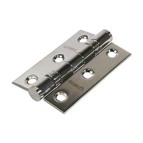 This is an image showing TIMCO  Twin Ball Bearing Hinges - Stainless Steel - Polished - 76 x 51 - 2 Pieces Box available from T.H Wiggans Ironmongery in Kendal, quick delivery at discounted prices.