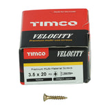 This is an image showing TIMCO Velocity Premium Multi-Use Screws - PZ - Double Countersunk - Yellow
 - 3.5 x 20 - 200 Pieces Box available from T.H Wiggans Ironmongery in Kendal, quick delivery at discounted prices.