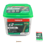 This is an image showing TIMCO C2 Strong-Fix - PZ - Double Countersunk - Twin-Cut - Yellow - 3.5 x 25 - 2000 Pieces Tub available from T.H Wiggans Ironmongery in Kendal, quick delivery at discounted prices.