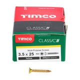 This is an image showing TIMCO Classic Multi-Purpose Screws - PZ - Double Countersunk - Yellow - 3.5 x 25 - 200 Pieces Box available from T.H Wiggans Ironmongery in Kendal, quick delivery at discounted prices.