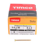 This is an image showing TIMCO Solo Chipboard & Woodscrews - PZ - Double Countersunk - Yellow - 3.5 x 50 - 200 Pieces Box available from T.H Wiggans Ironmongery in Kendal, quick delivery at discounted prices.