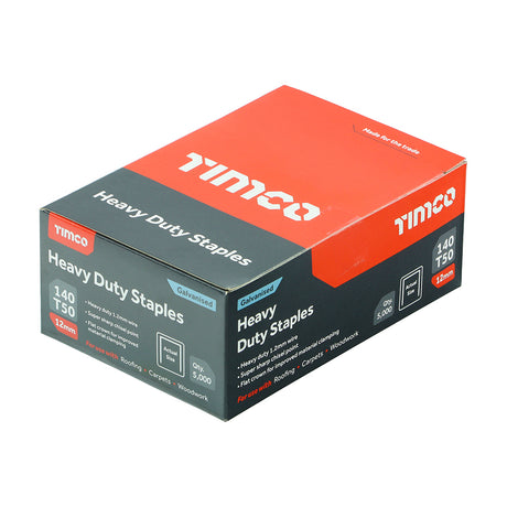 This is an image showing TIMCO Heavy Duty Staples - Chisel Point - Galvanised - Bulk Box - 12mm - 5000 Pieces Box available from T.H Wiggans Ironmongery in Kendal, quick delivery at discounted prices.