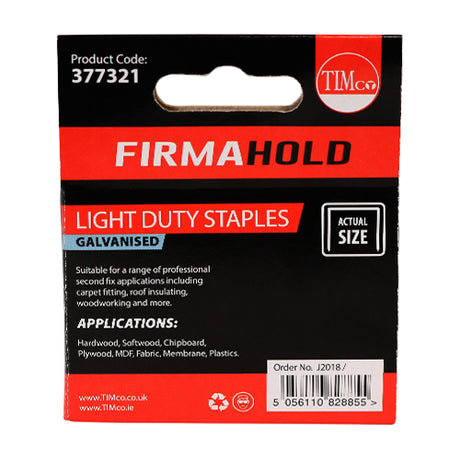 This is an image showing TIMCO Light Duty Staples - Chisel Point - Galvanised  - 10mm - 1000 Pieces Box available from T.H Wiggans Ironmongery in Kendal, quick delivery at discounted prices.