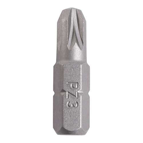 This is an image showing TIMCO S2 Driver Bits - PZ - No.3 x 25 - 100 Pieces Small Jar available from T.H Wiggans Ironmongery in Kendal, quick delivery at discounted prices.