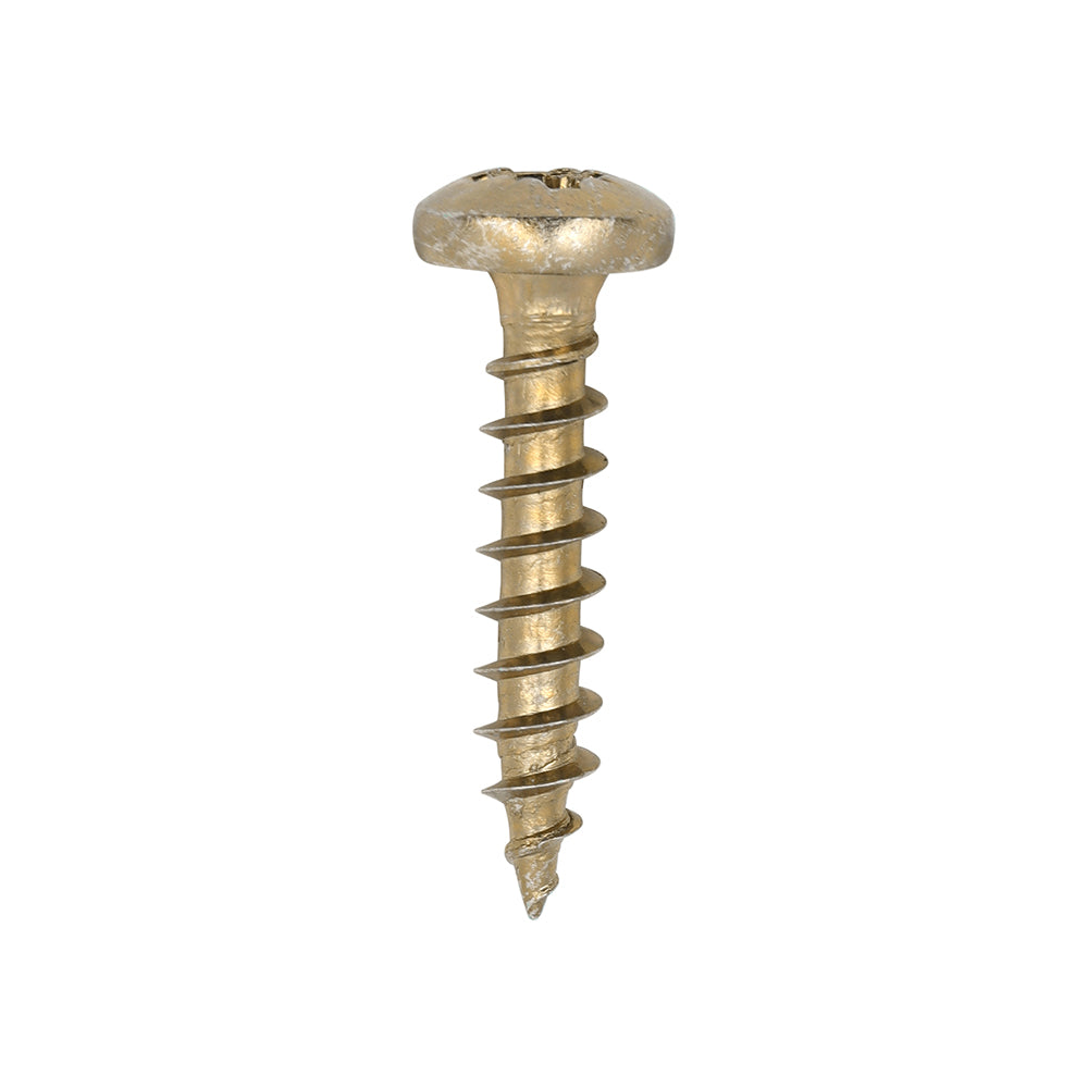 This is an image showing TIMCO Classic Multi-Purpose Screws - PZ - Pan Head - Yellow - 4.0 x 20 - 200 Pieces Box available from T.H Wiggans Ironmongery in Kendal, quick delivery at discounted prices.