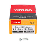 This is an image showing TIMCO Solo Chipboard & Woodscrews - PZ - Double Countersunk - Zinc - 4.0 x 20 - 200 Pieces Box available from T.H Wiggans Ironmongery in Kendal, quick delivery at discounted prices.