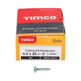 This is an image showing TIMCO Solo Chipboard & Woodscrews - SQ - Double Countersunk - Zinc - 4.0 x 20 - 200 Pieces Box available from T.H Wiggans Ironmongery in Kendal, quick delivery at discounted prices.
