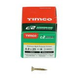 This is an image showing TIMCO C2 Strong-Fix - PZ - Double Countersunk - Twin-Cut - Yellow - 4.0 x 25 - 200 Pieces Box available from T.H Wiggans Ironmongery in Kendal, quick delivery at discounted prices.