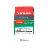 This is an image showing TIMCO Classic Multi-Purpose Screws - PZ - Double Countersunk - A4 Stainless Steel
 - 4.0 x 25 - 200 Pieces Box available from T.H Wiggans Ironmongery in Kendal, quick delivery at discounted prices.